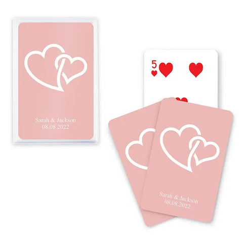 Unique Custom Playing Card Favor - Linked Double Hearts