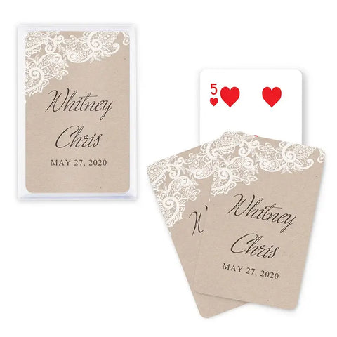 Unique Custom Playing Card Favors - Rustic Lace Medley