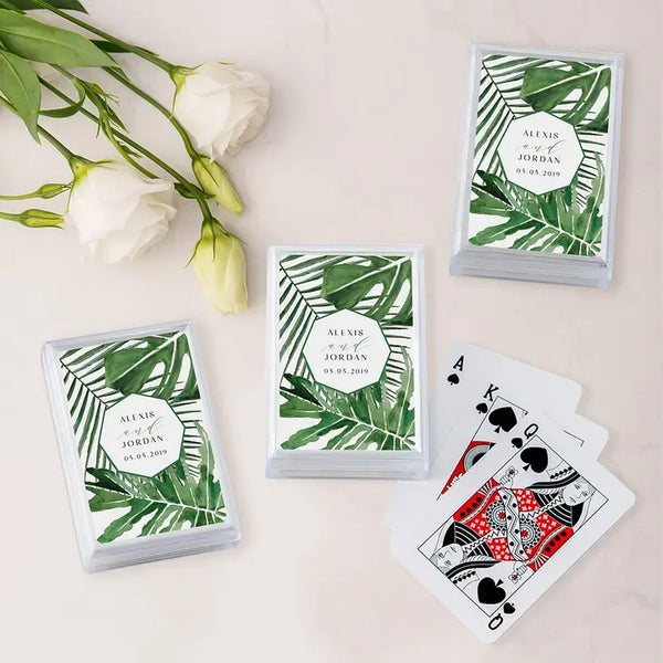 Unique Custom Playing Card Favors - Tropical Leaf