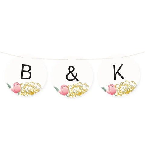 Custom Round Pennant Flag Bunting Banner - Modern Floral