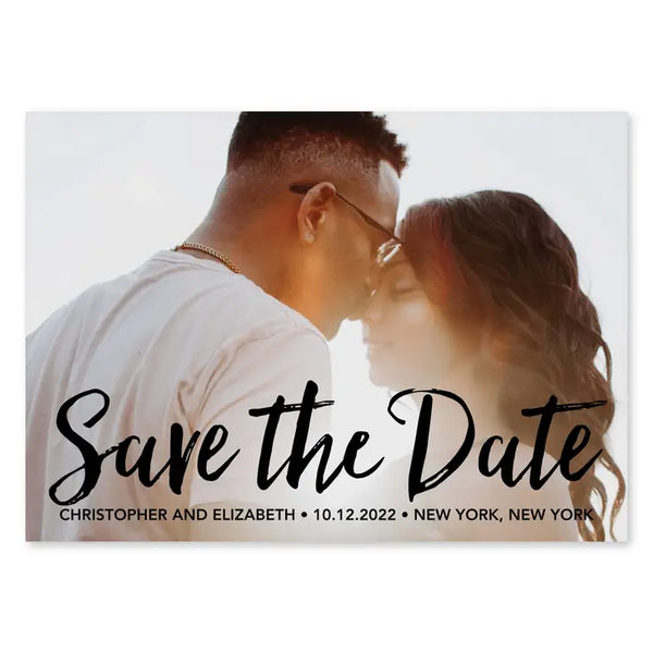 Landscape Custom Printed Photo Wedding Save the Date Cards - Handwritten Elegance