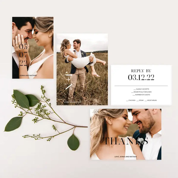 Portrait Custom Printed Photo Wedding Save the Date Cards - Modern Love