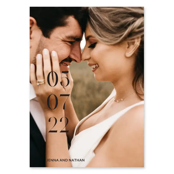 Portrait Custom Printed Photo Wedding Save the Date Cards - Modern Love