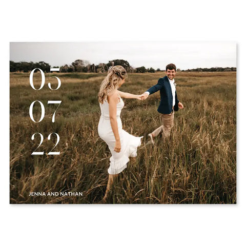 Landscape Custom Printed Photo Wedding Save the Date Cards - Modern Love