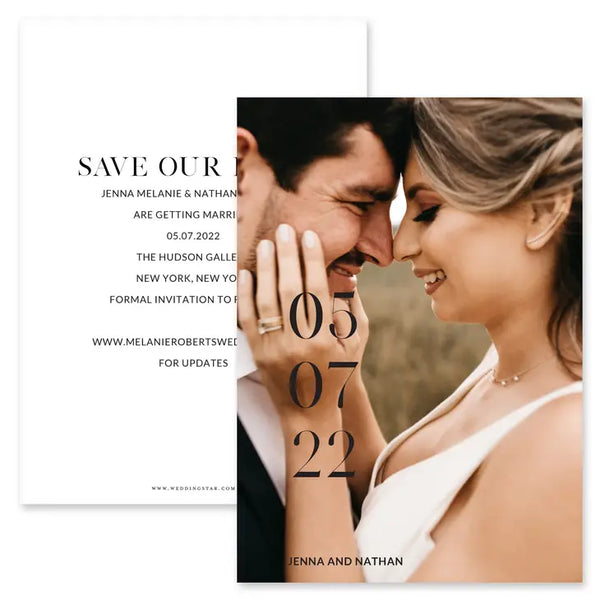 Portrait Custom Printed Photo Wedding Save the Date Cards - Modern Love