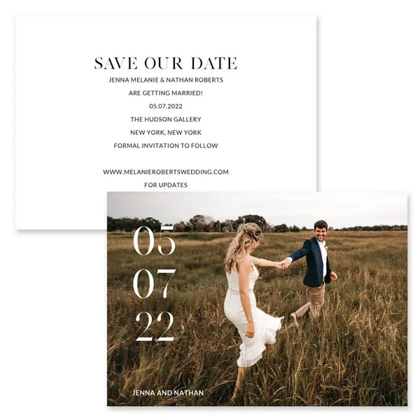 Landscape Custom Printed Photo Wedding Save the Date Cards - Modern Love