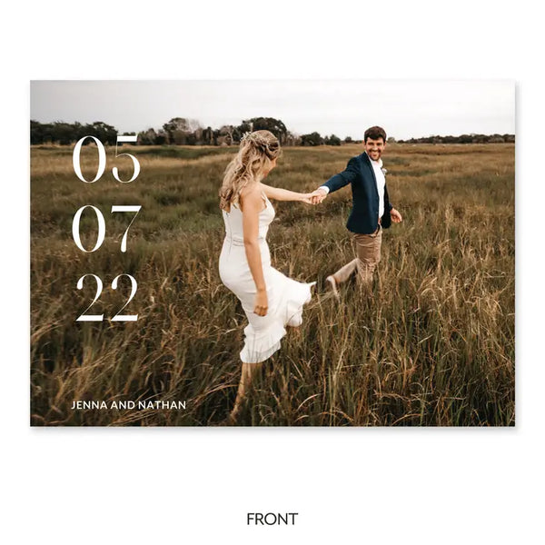 Landscape Custom Printed Photo Wedding Save the Date Cards - Modern Love