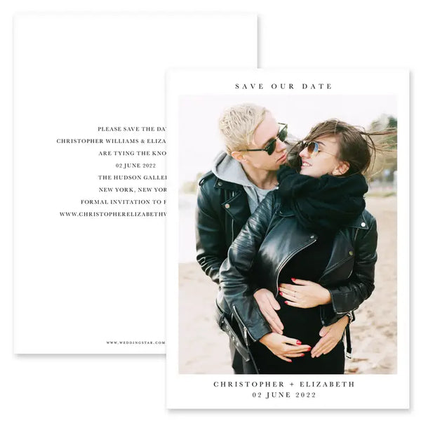 Portrait Custom Printed Photo Wedding Save the Date Cards - Timeless Snapshot