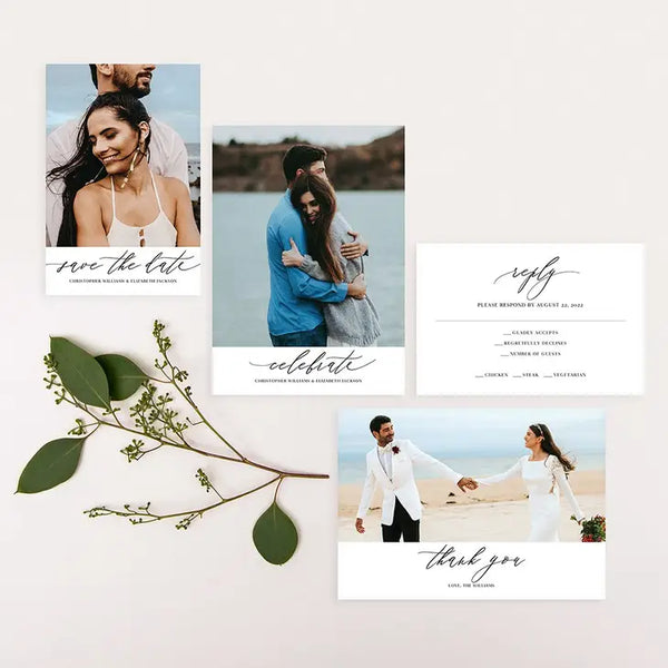 Portrait Custom Printed Photo Wedding Save the Date Cards - Scripted Beginnings