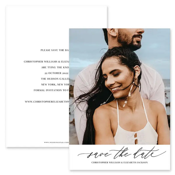 Portrait Custom Printed Photo Wedding Save the Date Cards - Scripted Beginnings