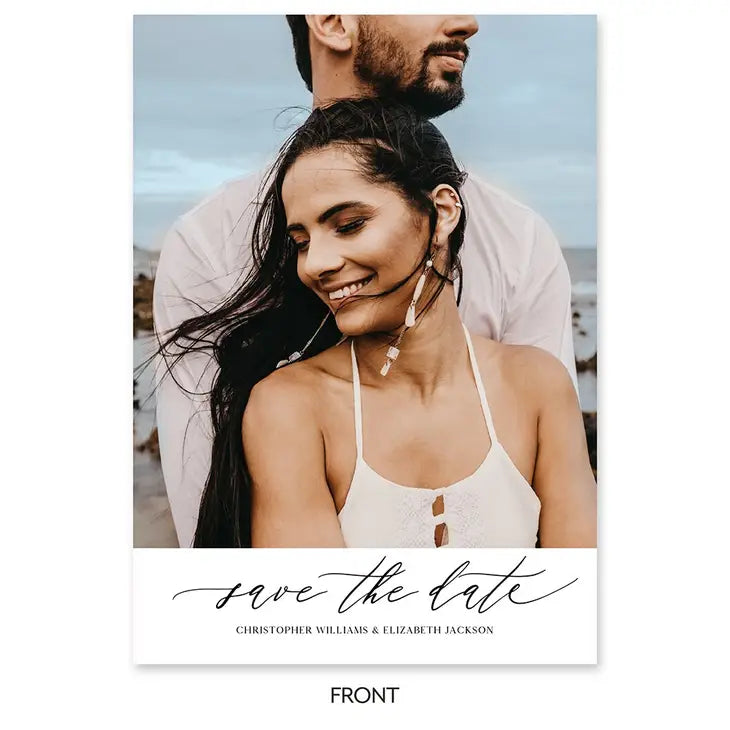 Portrait Custom Printed Photo Wedding Save the Date Cards - Scripted Beginnings