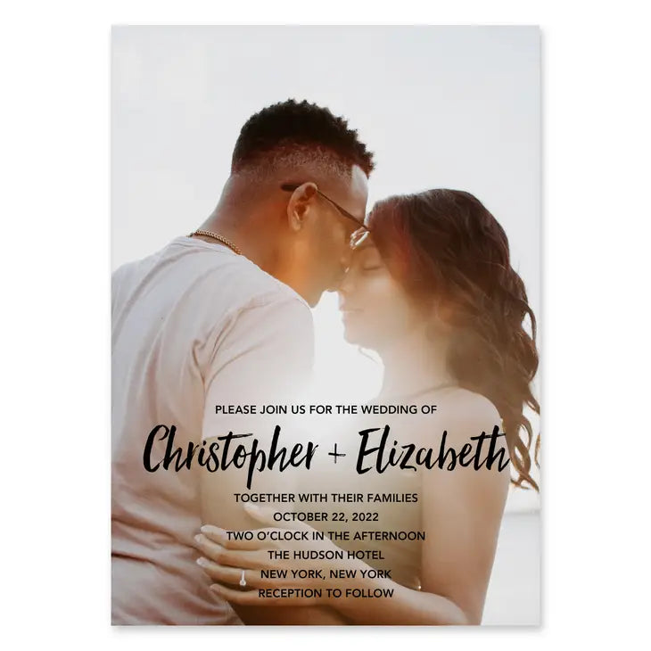 Portrait Custom Printed Photo Wedding Invitations - Handwritten Elegance