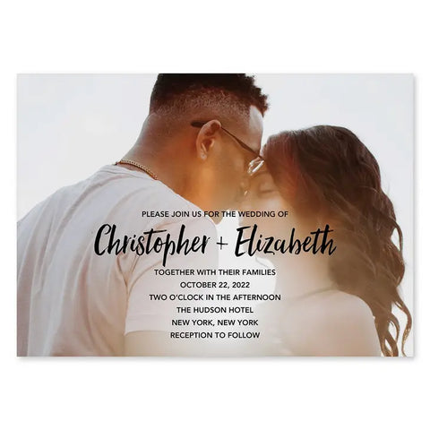 Landscape Custom Printed Photo Wedding Invitations - Handwritten Elegance