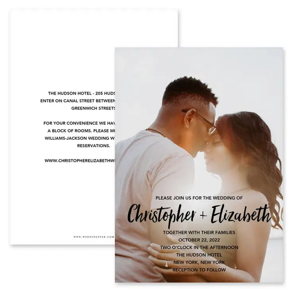 Portrait Custom Printed Photo Wedding Invitations - Handwritten Elegance