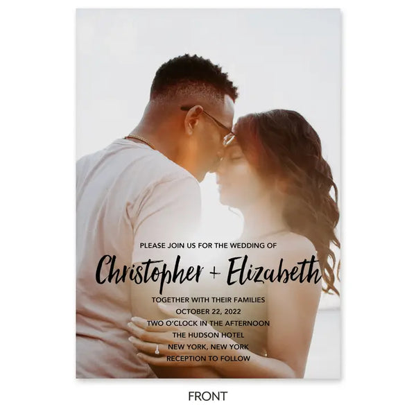 Portrait Custom Printed Photo Wedding Invitations - Handwritten Elegance