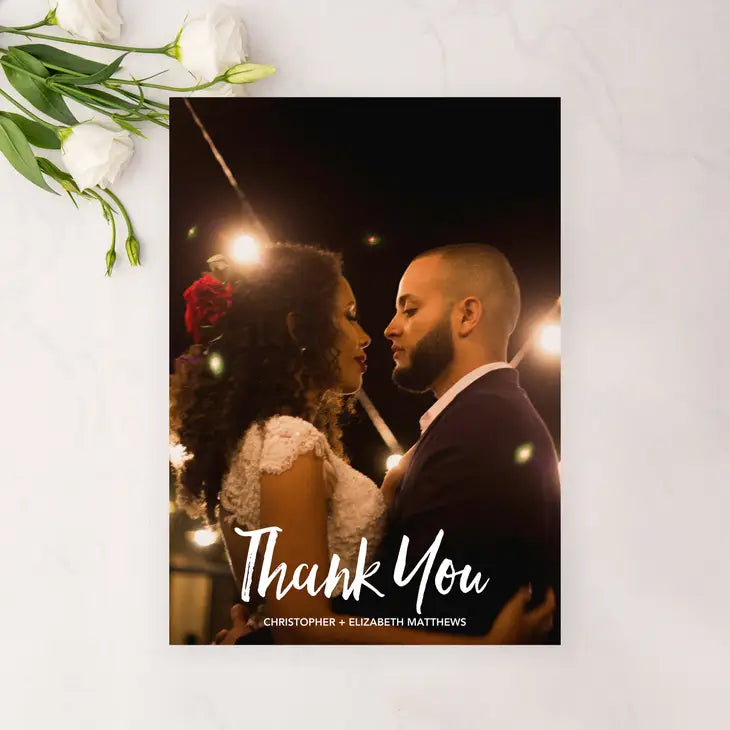 Portrait Custom Printed Photo Thank You Cards - Handwritten Elegance