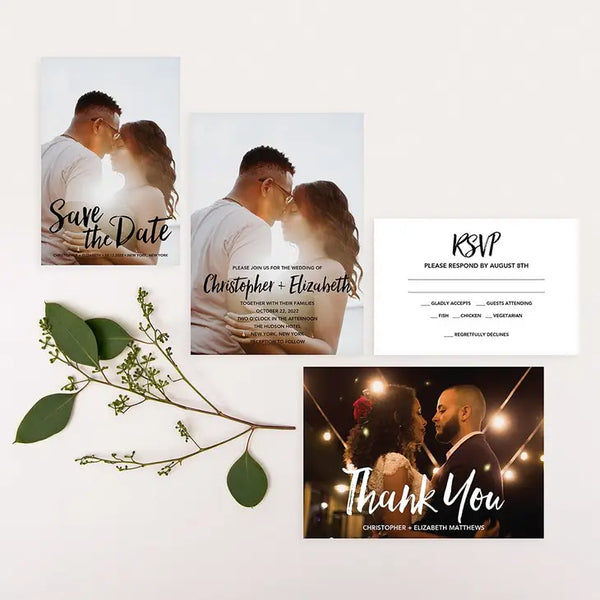 Landscape Custom Printed Photo Thank You Cards - Handwritten Elegance