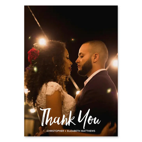 Portrait Custom Printed Photo Thank You Cards - Handwritten Elegance