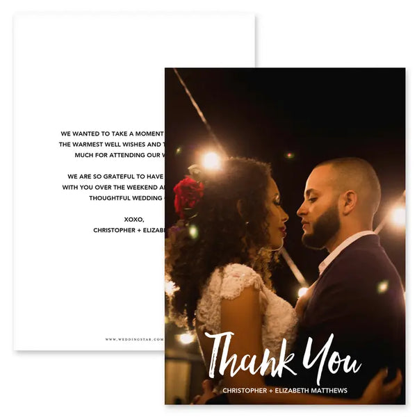 Portrait Custom Printed Photo Thank You Cards - Handwritten Elegance