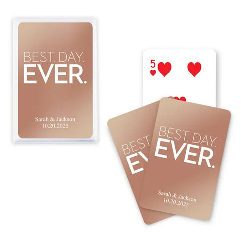 Personalized Metallic Printed Playing Cards - Best Day Ever