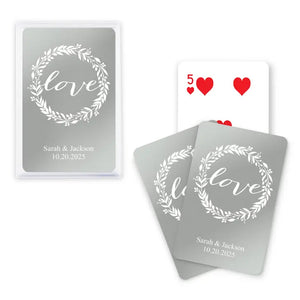 Personalized Metallic Printed Playing Cards - Love Wreath