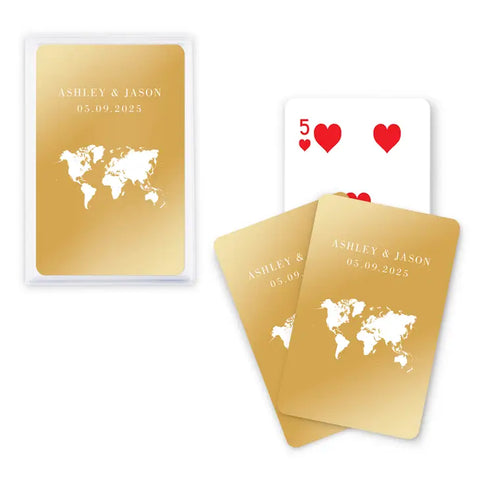 Personalized Metallic Printed Playing Cards - Wanderlust Travel