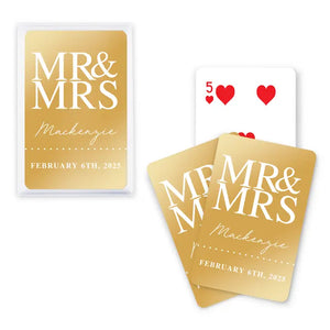 Personalized Metallic Printed Playing Cards - Mr. & Mrs.