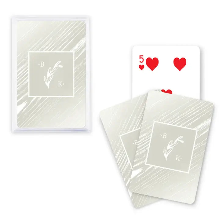 Personalized Metallic Printed Playing Cards - Rustic Monogram