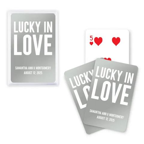 Personalized Metallic Printed Playing Cards - Lucky In Love