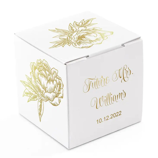 Miniature Custom Foil Printed Square Paper Favor Boxes - Modern Floral