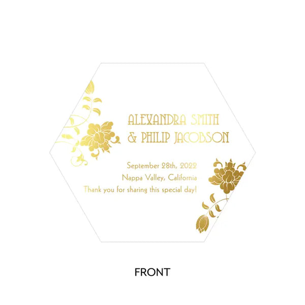 Personalized Foil Printed Paper Hand Fan Wedding Favor - Floral Orchestra