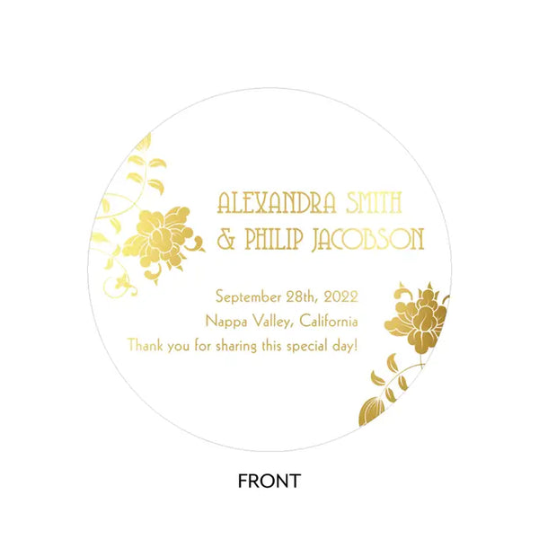 Personalized Foil Printed Paper Hand Fan Wedding Favor - Floral Orchestra