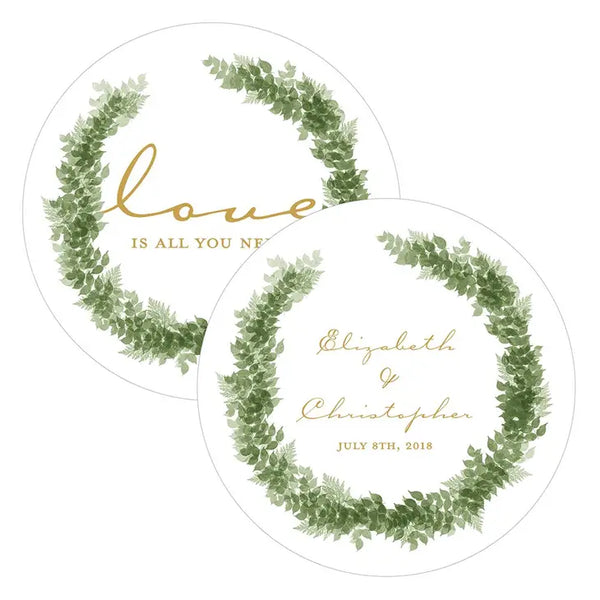 Personalized Paper Hand Fan Wedding Favor - Love Wreath