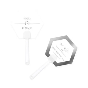 Personalized Foil Printed Paper Hand Fan Wedding Favor - Classic Script