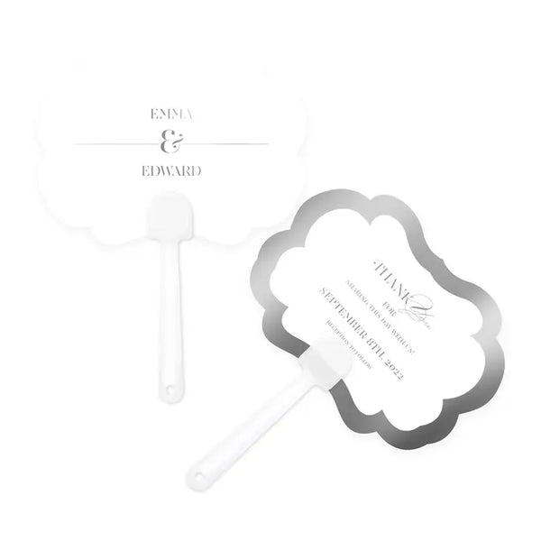 Personalized Foil Printed Paper Hand Fan Wedding Favor - Classic Script