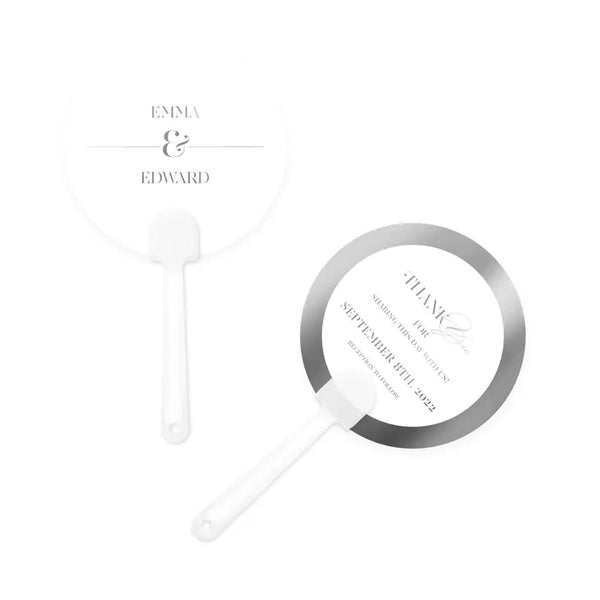 Personalized Foil Printed Paper Hand Fan Wedding Favor - Classic Script