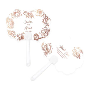 Personalized Foil Printed Paper Hand Fan Wedding Favor - Modern Floral