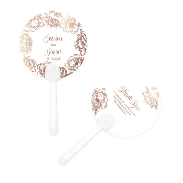 Personalized Foil Printed Paper Hand Fan Wedding Favor - Modern Floral