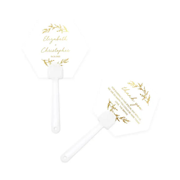 Personalized Foil Printed Paper Hand Fan Wedding Favor - Signature Script