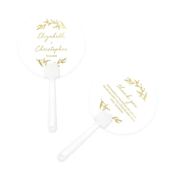 Personalized Foil Printed Paper Hand Fan Wedding Favor - Signature Script