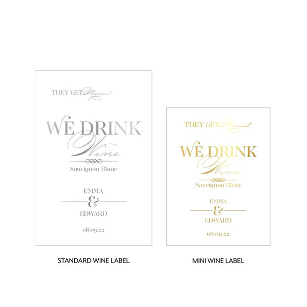 Personalized Foil Printed Wine Bottle Labels - Classic Script