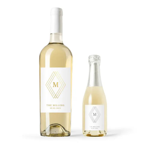 Personalized Foil Printed Wine Bottle Labels - Diamond Emblem