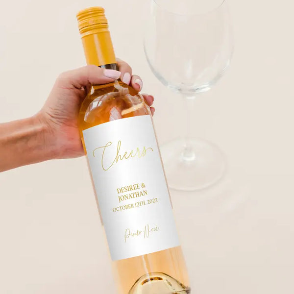 Personalized Foil Printed Wine Bottle Labels - Cheers