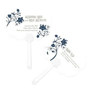 Personalized Paper Hand Fan Wedding Favor - Floral Orchestra