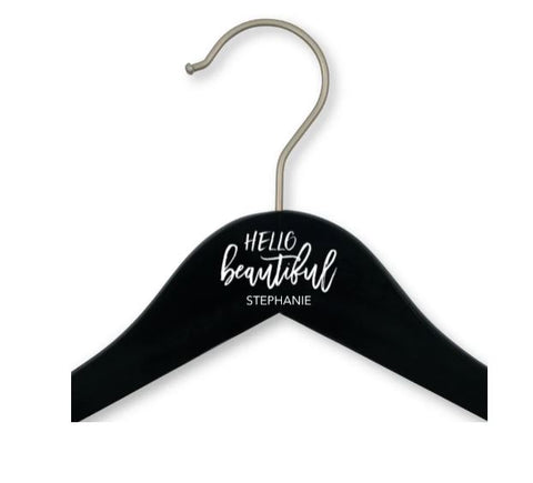 Personalized Wooden Wedding Party Clothes Hanger - Hello Beautiful