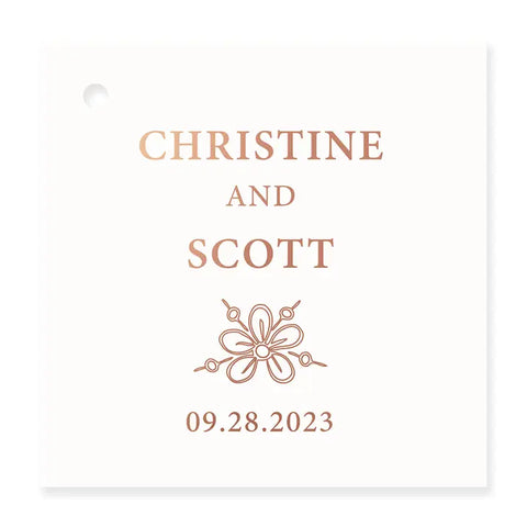 Personalized Metallic Foil Square Favor Tag - Forget Me Not