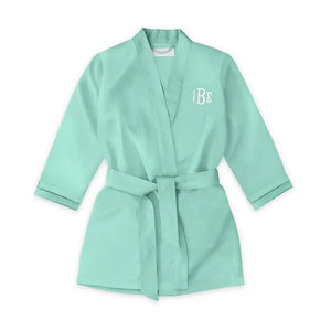 Personalized Flower Girl Satin Robe With Pockets - Mint Green