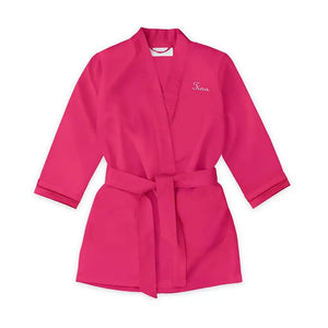 Personalized Flower Girl Satin Robe With Pockets - Fuchsia Pink