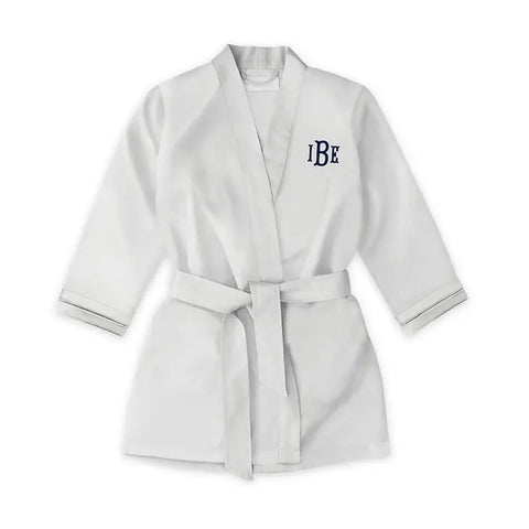 Personalized Flower Girl Satin Robe With Pockets - Silver