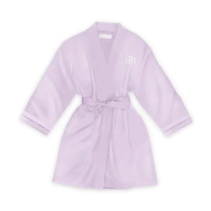 Personalized Junior Bridesmaid Satin Robe With Pockets - Lavender / Light Purple